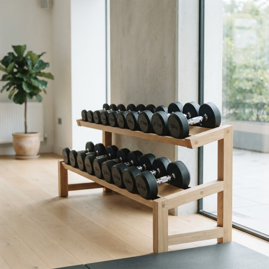 Dumbbell rack on the strength floor
