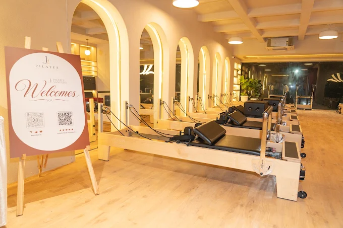 Reformer Pilates equipment row at J Pilates Sanpada