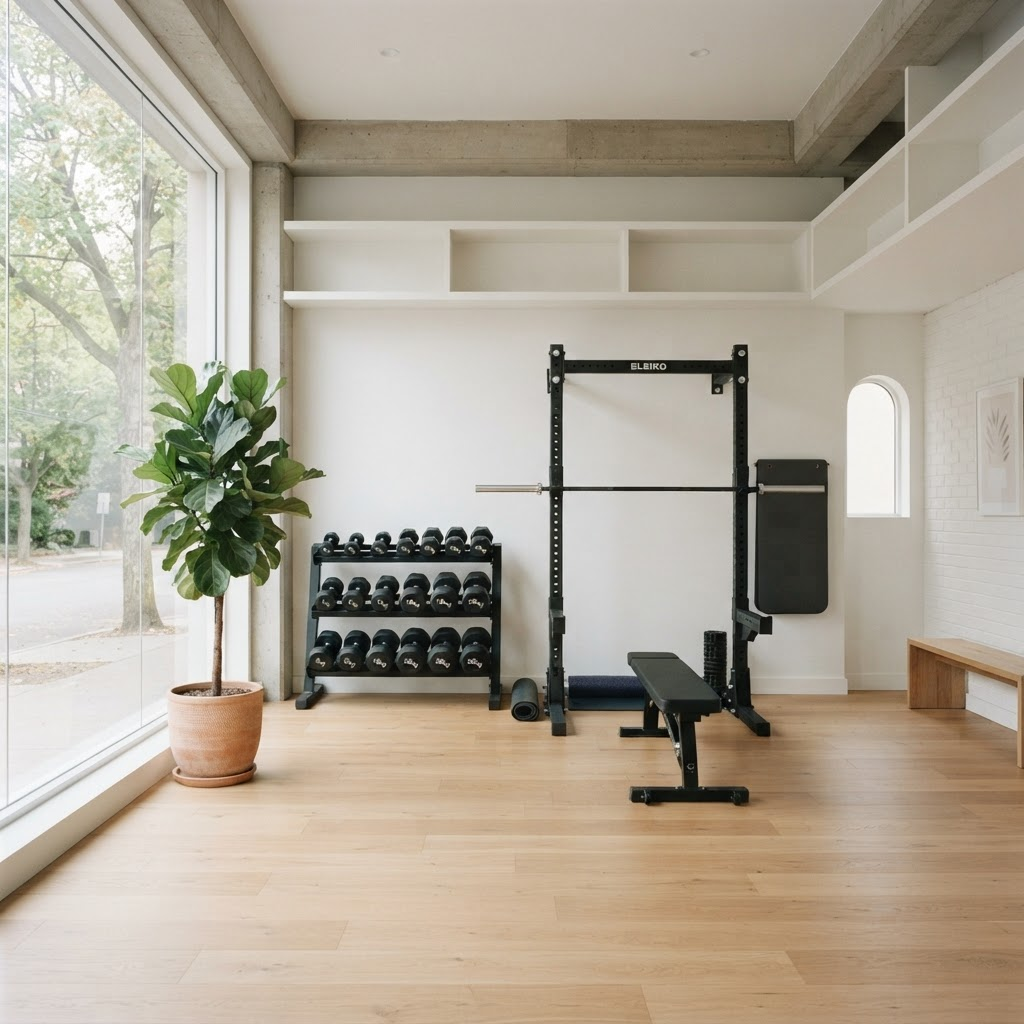 Bright, minimal training floor at Elevate Fitness Studio in Airoli